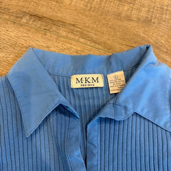 Blue ribbed collar sleeveless polo top size large - Picture 4 of 4